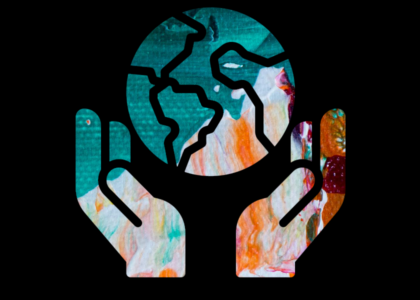 Icon of hands holding the globe symbolizing the concept of impact in the world